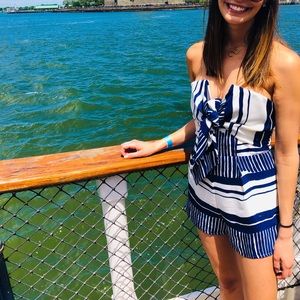 LULU’S BLUE & WHITE ROMPER